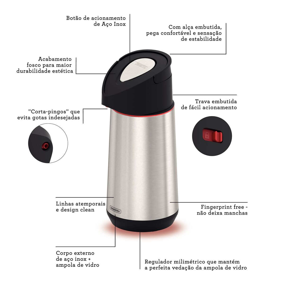 Garrafa Térmica Inox 1 Litro Profissional Ampola Vidro - Utifácil I  Utilidades domésticas inovadoras