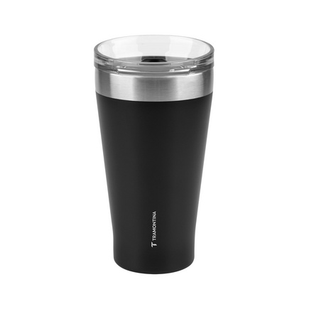 Copo T&eacute;rmico Tramontina Exata em A&ccedil;o Inox Preto com Tampa 550 ml Cor Preto - SKU 61646505 - 1