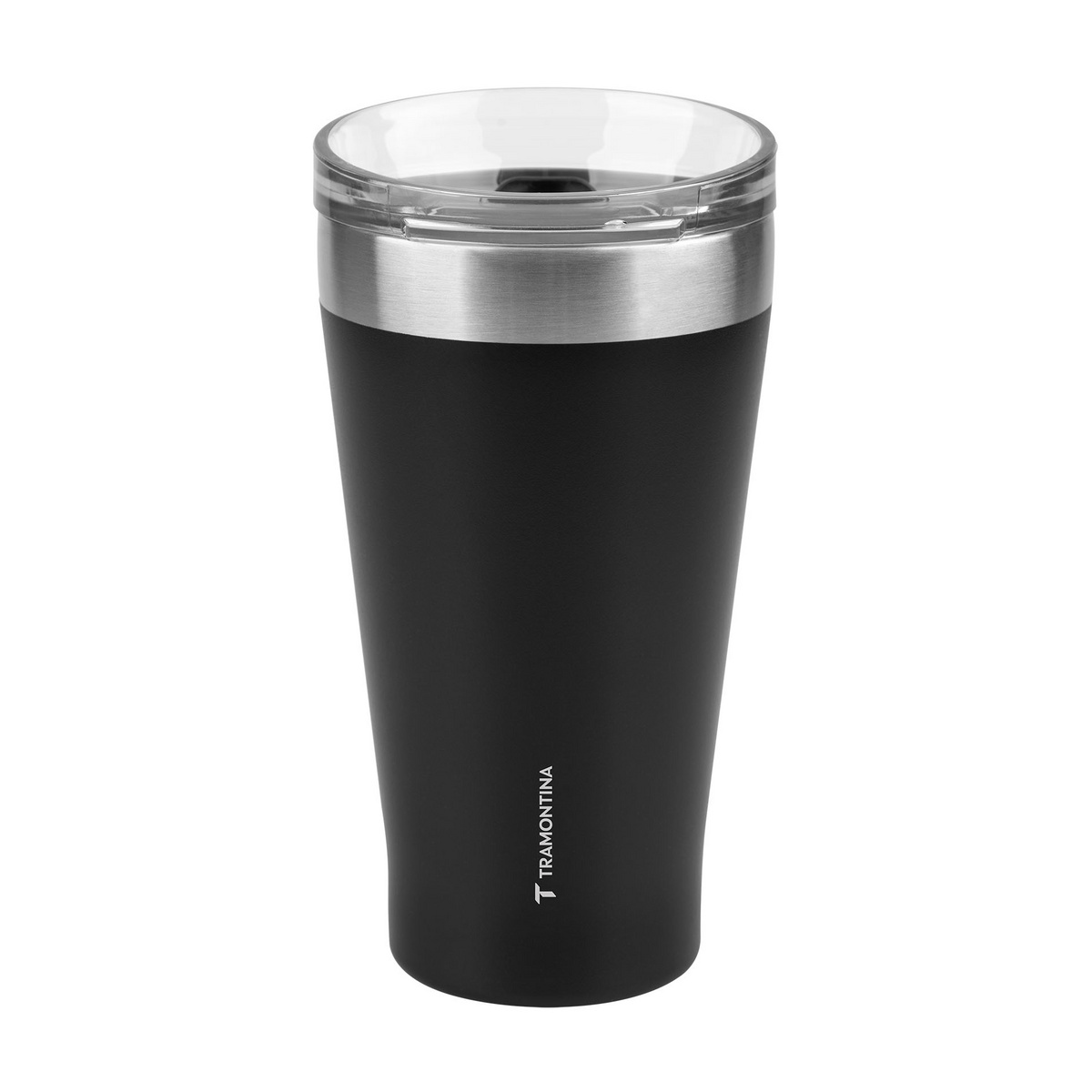 Tramontina Exata 550 ml Black Stainless Steel Tumbler with Lid