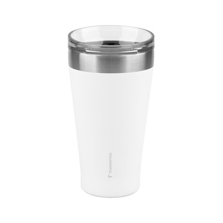 Copo T&eacute;rmico Tramontina Exata em A&ccedil;o Inox Branco com Tampa 550 ml Cor Branco - SKU 61646515
