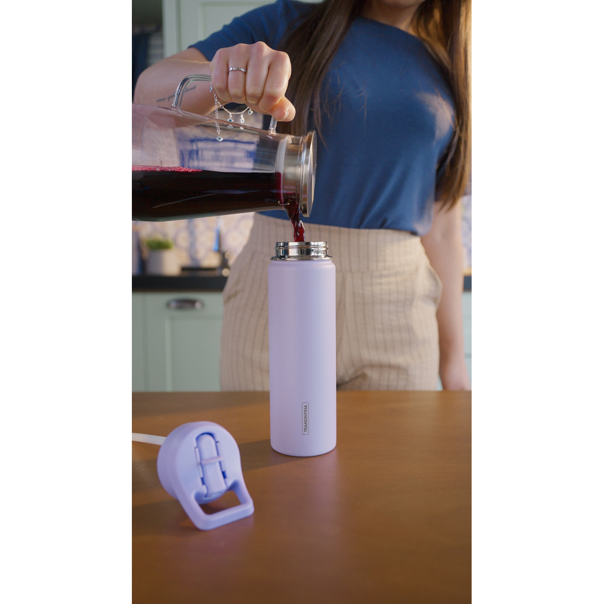 Garrafa T&eacute;rmica Tramontina 650 ml em A&ccedil;o Revestido Lil&aacute;s com Canudo - SKU 61649654 - 16 image number 15