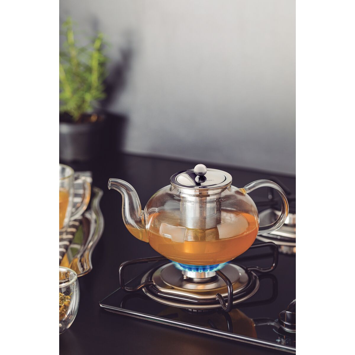 Jarra de té de Cristal con Tapa - Jarra Infusor de Té