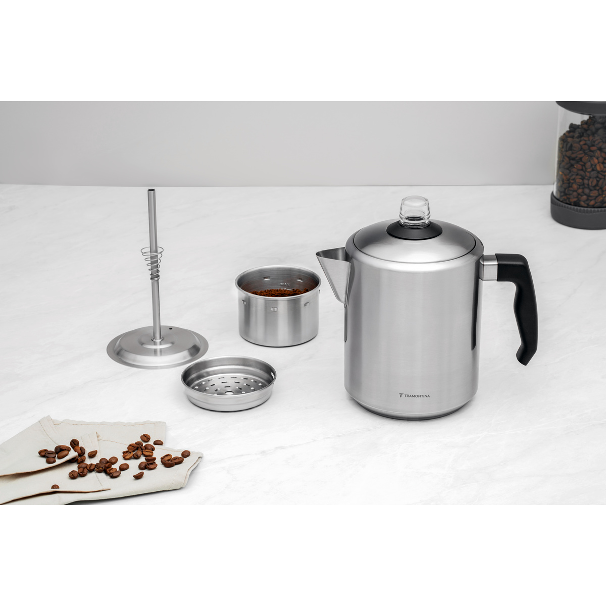Cafeteira Percoladora Tramontina em A&ccedil;o Inox com Cabo de Baquelite 2 L - SKU 61768030 - 5 image number 4