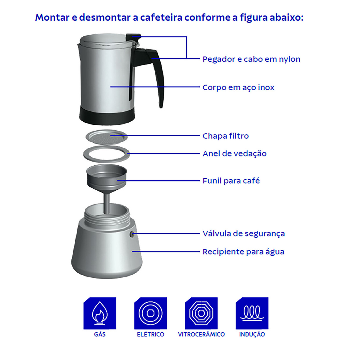 Cafeteira Italiana Tramontina em A&ccedil;o Inox Para Espresso 600 ml - SKU 61768050 - 2 image number 1