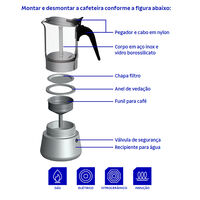 Cafeteira Italiana Tramontina em A&ccedil;o Inox e Vidro Borossilicato para Espresso 300 ml - SKU 61768060 - 2 image number 1