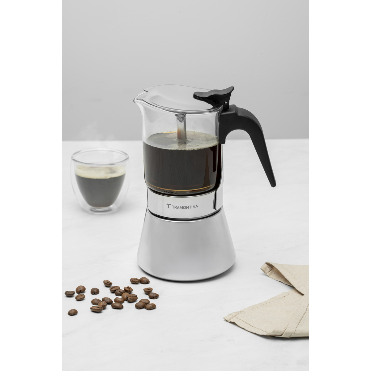 Cafeteira Italiana Tramontina em A&ccedil;o Inox e Vidro Borossilicato para Espresso 300 ml - SKU 61768060 - 4 image number 3