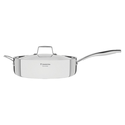 Frigideira Tramontina Grano em A&ccedil;o Inox com Corpo Triplo com Tampa e Cabo 30 cm 5,6 L Cor Inox - SKU 62140300