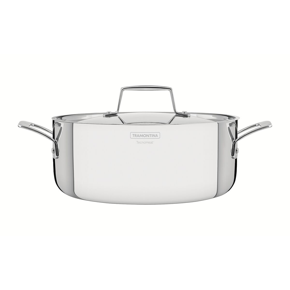 Tramontina Grano 24 cm 4.7 L stainless steel shallow casserole dish with tri-ply body, lid and handles