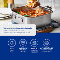 Caçarola Tramontina Grano Quadrada em Aço Inox com Suporte para Tampa Corpo triplo com Alças e Tampa de Vidro 7,3 L Cor Inox - SKU 62144260 - 4 image number 3