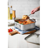 Caçarola Tramontina Grano Quadrada em Aço Inox com Suporte para Tampa Corpo triplo com Alças e Tampa de Vidro 7,3 L Cor Inox - SKU 62144260 - 10 image number 9