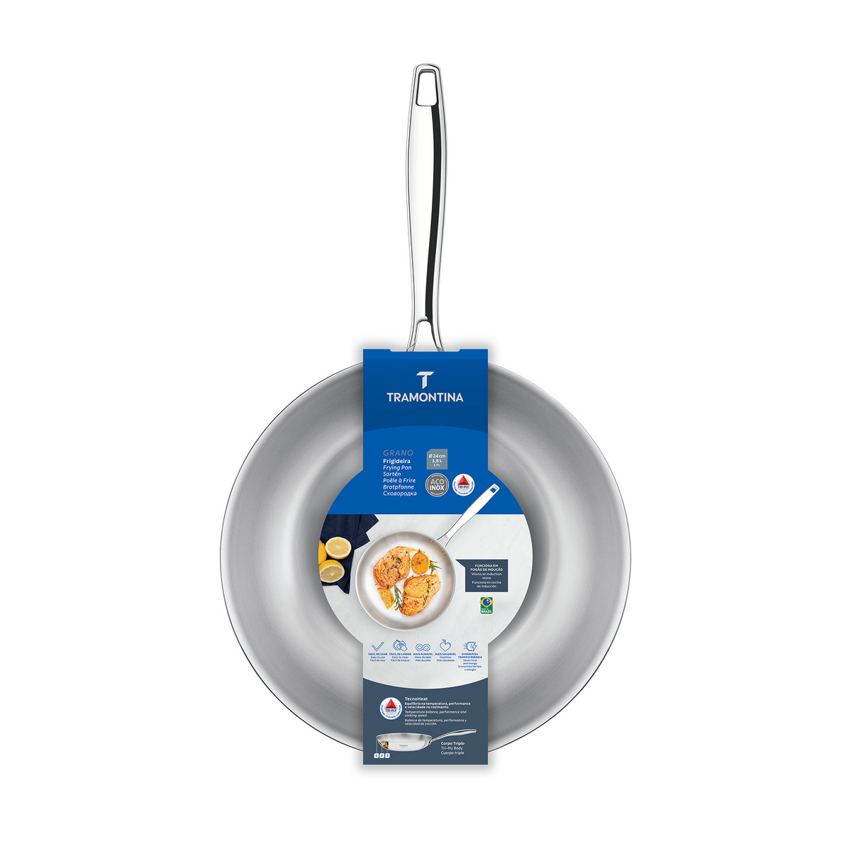 Tramontinox ブラジル24 Tramontina 多層　ステンレスパン Tramontina Grano 24 cm 1.8 L shallow stainless steel frying pan