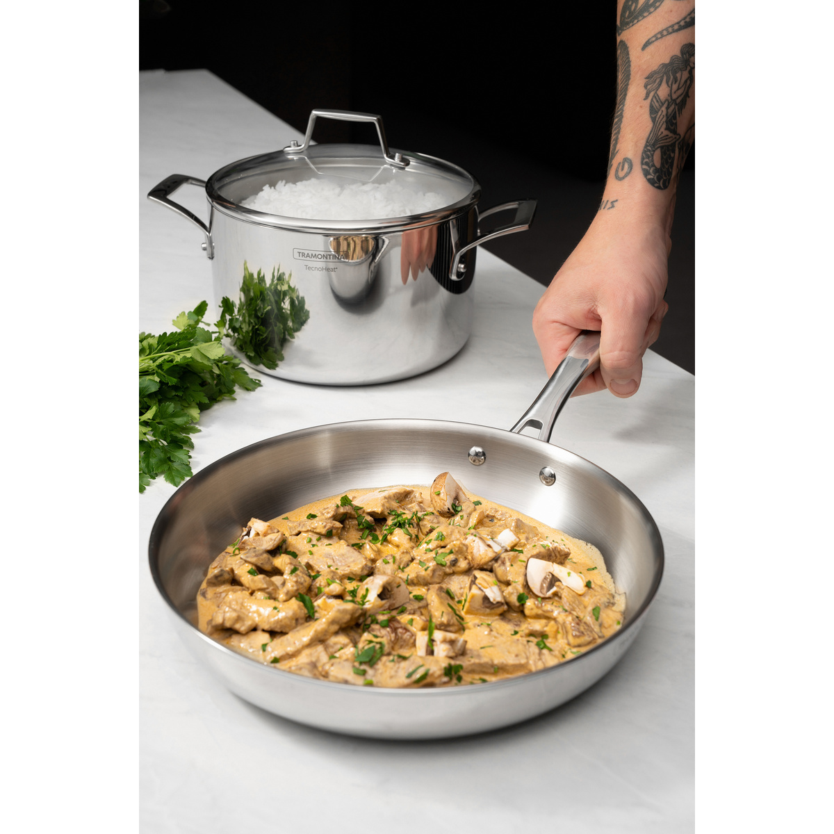 Frigideira Tramontina Grano em A&ccedil;o Inox com Corpo Triplo e Cabo 30 cm 3,4 L Cor Inox - SKU 62155300 - 15 image number 14