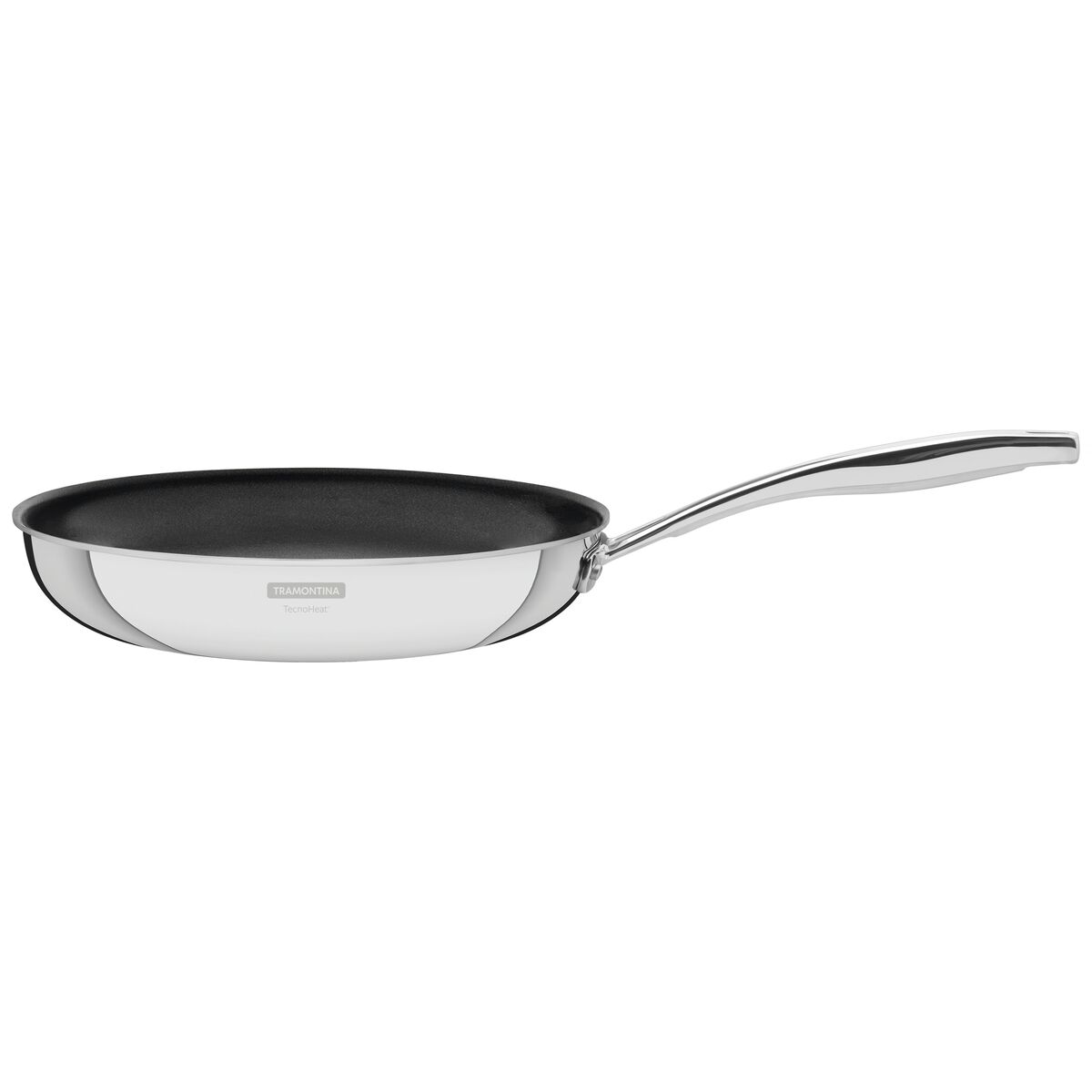 Tramontina Grano 30 cm 3,4 L shallow stainless steel frying pan with long handle, tri-ply body and interior non-stick coating