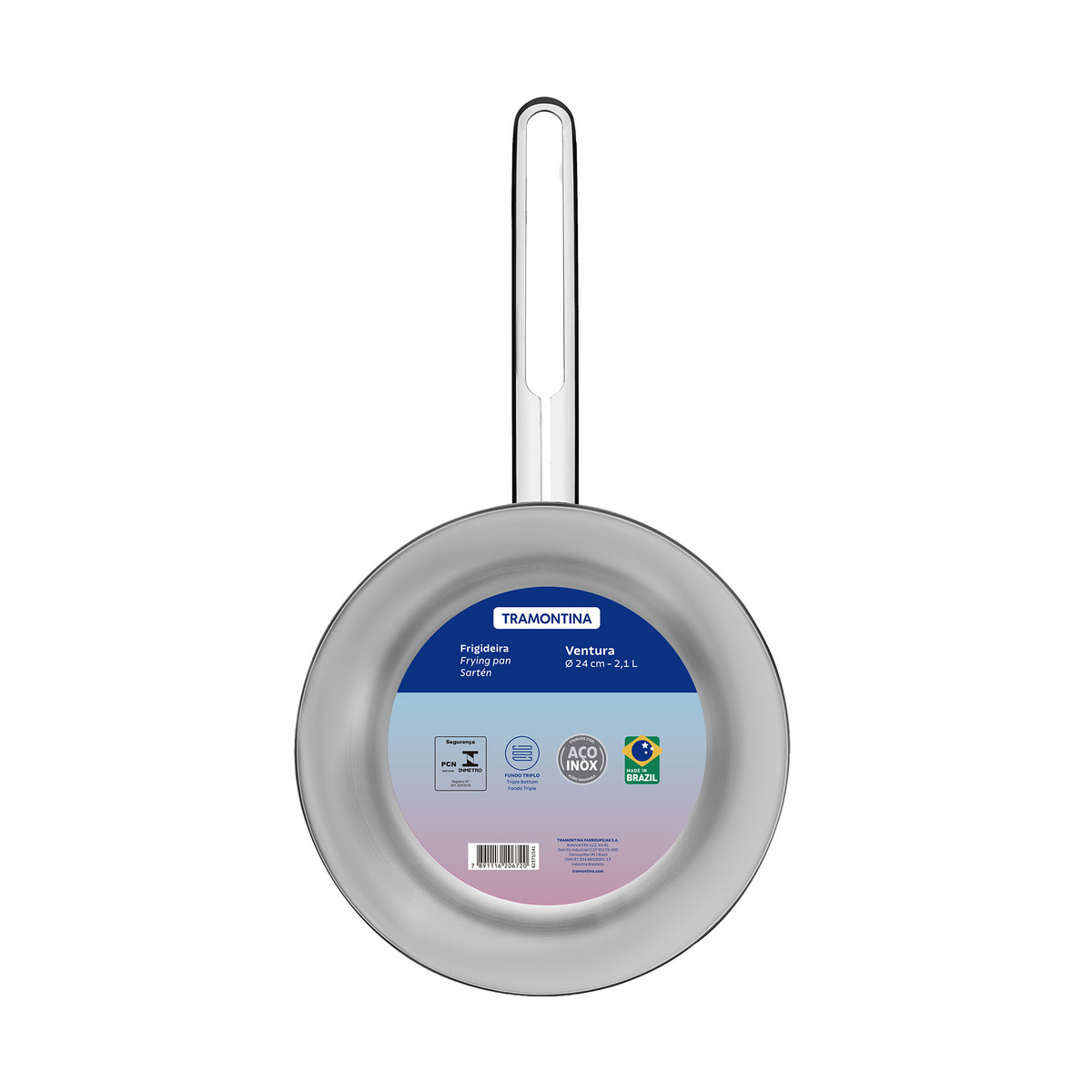 Frigideira Tramontina Ventura em A&ccedil;o Inox com Fundo Triplo 24 cm 2,1 L Cor Inox - SKU 62375241 - 2 image number 1
