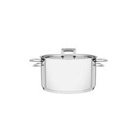 Tramontina Brava 3.6 L, 20 cm stainless steel deep casserole dish with flat lid, tri-ply base and handles