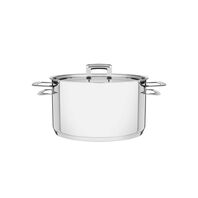 Tramontina Brava 6.1 L, 24 cm stainless steel deep casserole dish with flat lid, tri-ply base and handles