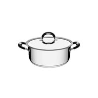 Tramontina Duo Silicone 20 cm 2.8 L stainless steel shallow casserole dish with tri-ply base, lid and silicone handles