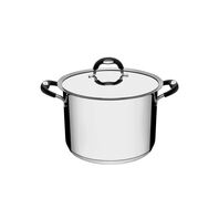 Tramontina Duo Silicone stainless steel stock pot with tri-ply base, lid and silicone handles, 24 cm 7.7 L