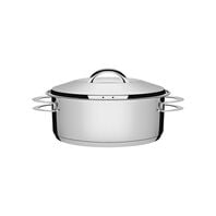 Tramontina Solar 24 cm 4.7 L stainless steel shallow casserole dish with lid, handles and tri-ply base