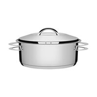 Tramontina Solar 28 cm 7.1 L stainless steel shallow casserole dish with lid, handles and tri-ply base