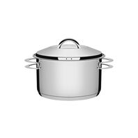 Tramontina Solar 24 cm 6.1 L stainless steel deep casserole dish with lid, handles and tri-ply base