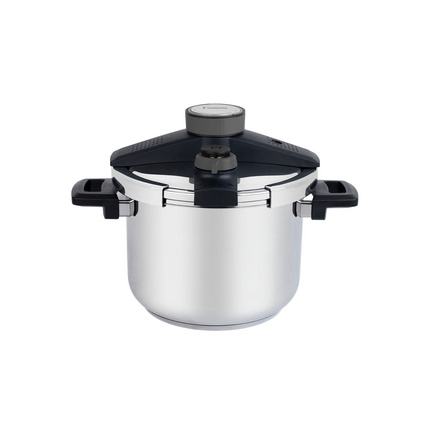Panela de Press&atilde;o Tramontina Presto em A&ccedil;o Inox Fundo Triplo com 5 Dispositivos de Seguran&ccedil;a 22 cm 6 L Cor Inox - SKU 62518223
