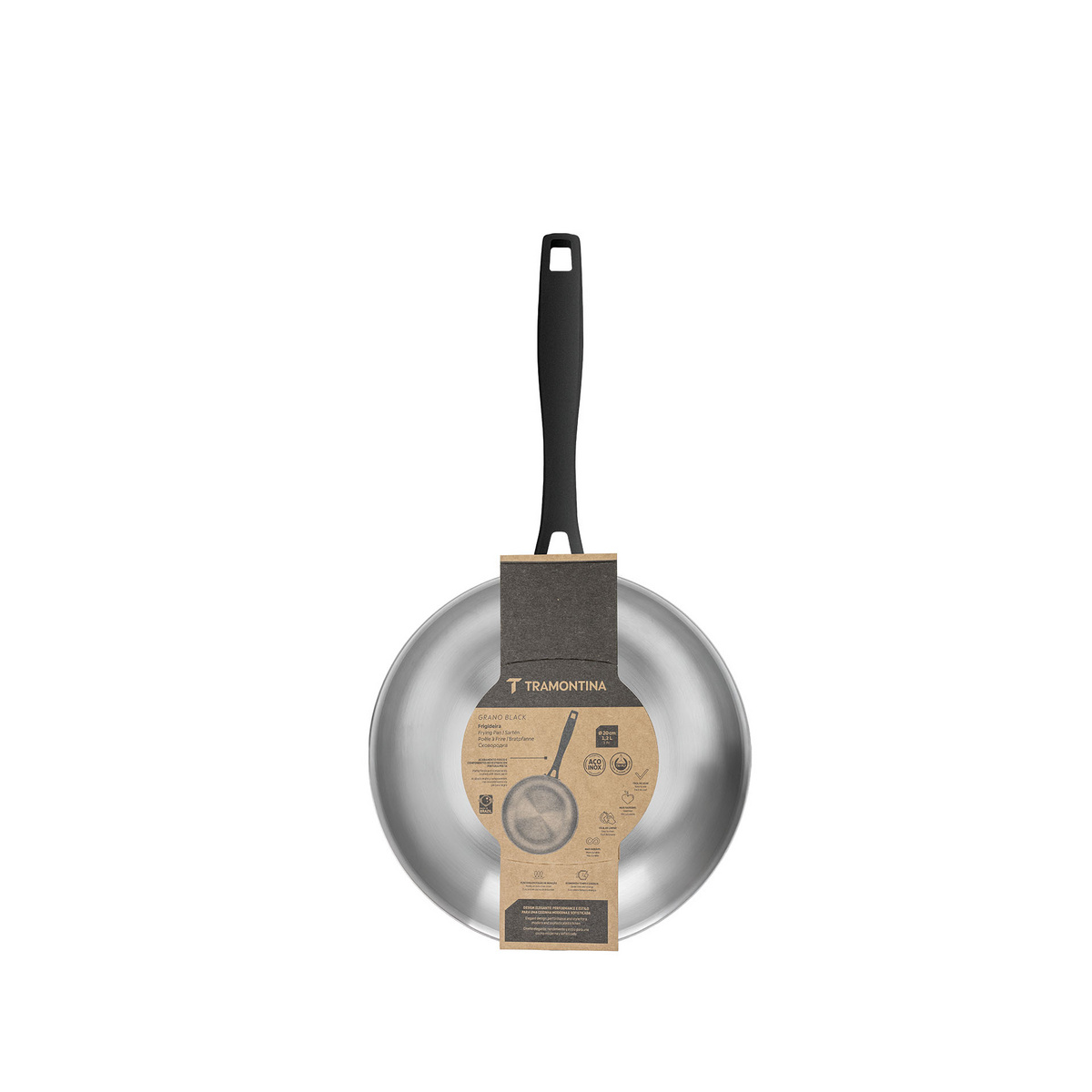 Frigideira Tramontina Grano Black em Aço Inox Corpo Triplo com Cabo 20 cm 1,2 L Cor Inox - SKU 62595200 - 4 image number 3
