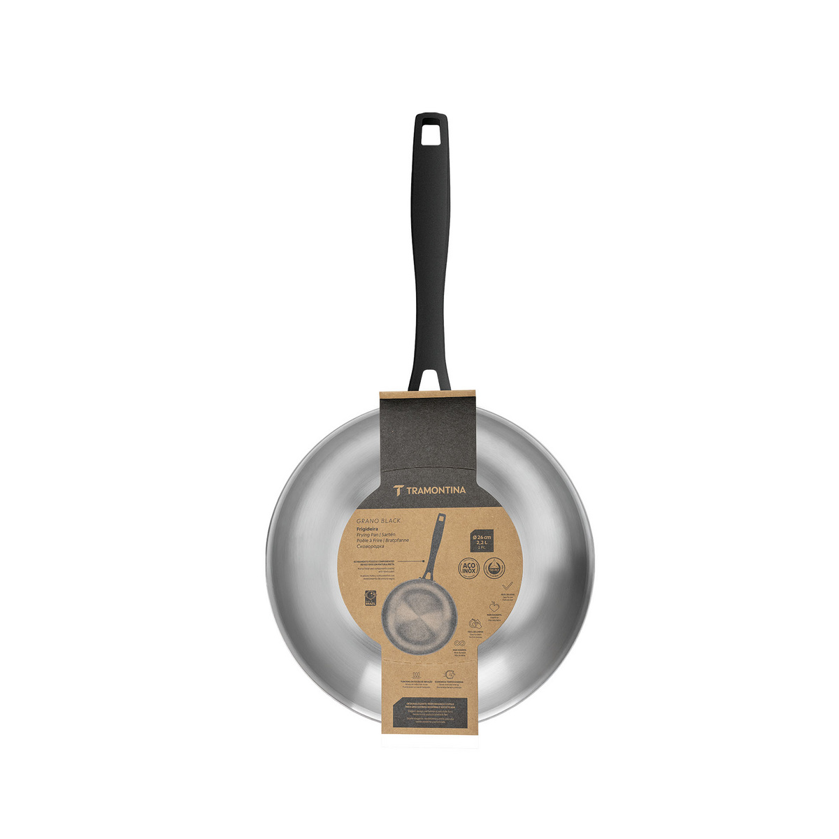 Frigideira Tramontina Grano Black em Aço Inox Corpo Triplo com Cabo 26 cm 2,2 L Cor Inox - SKU 62595260 - 4 image number 3