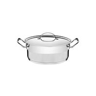 Tramontina Professional 20 cm 2.9 L stainless steel shallow casserole dish with flat lid, tri-ply base and satin accent