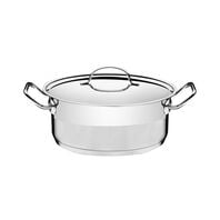 Tramontina Professional 24 cm 4.7 L stainless steel shallow casserole dish with flat lid, tri-ply base and satin accent