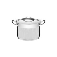 Tramontina Professional 20 cm 4.6 L stainless steel stock pot with flat lid, tri-ply base and satin accent