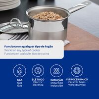 Caldeir&atilde;o Tramontina Professional em A&ccedil;o Inox Fundo Triplo com Tampa Plana Detalhe Satinado e Cabo 16 cm 2,2 L Cor Inox - SKU 62627160 - 3 image number 2