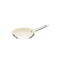 Tramontina Professional 20 cm 1.1 L shallow stainless steel frying pan with long handle, tri-ply base and interior beige ceramic coating