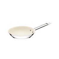 Tramontina Professional 30 cm 2.9 L shallow stainless steel frying pan with long handle, tri-ply base and interior beige ceramic coating