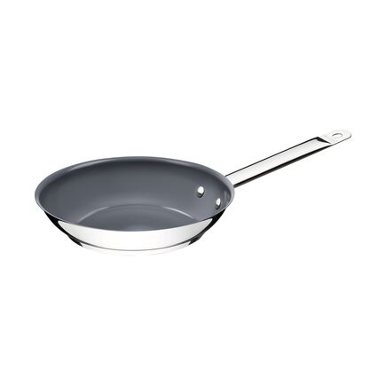 Tramontina Professional stainless steel shallow frying pan with tri-ply base and interior graphite gray ceramic coating, 20 cm 1.1 L