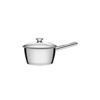 Tramontina Allegra stainless steel saucepan with tri-ply base and glass lid, 16 cm and 1.5 L