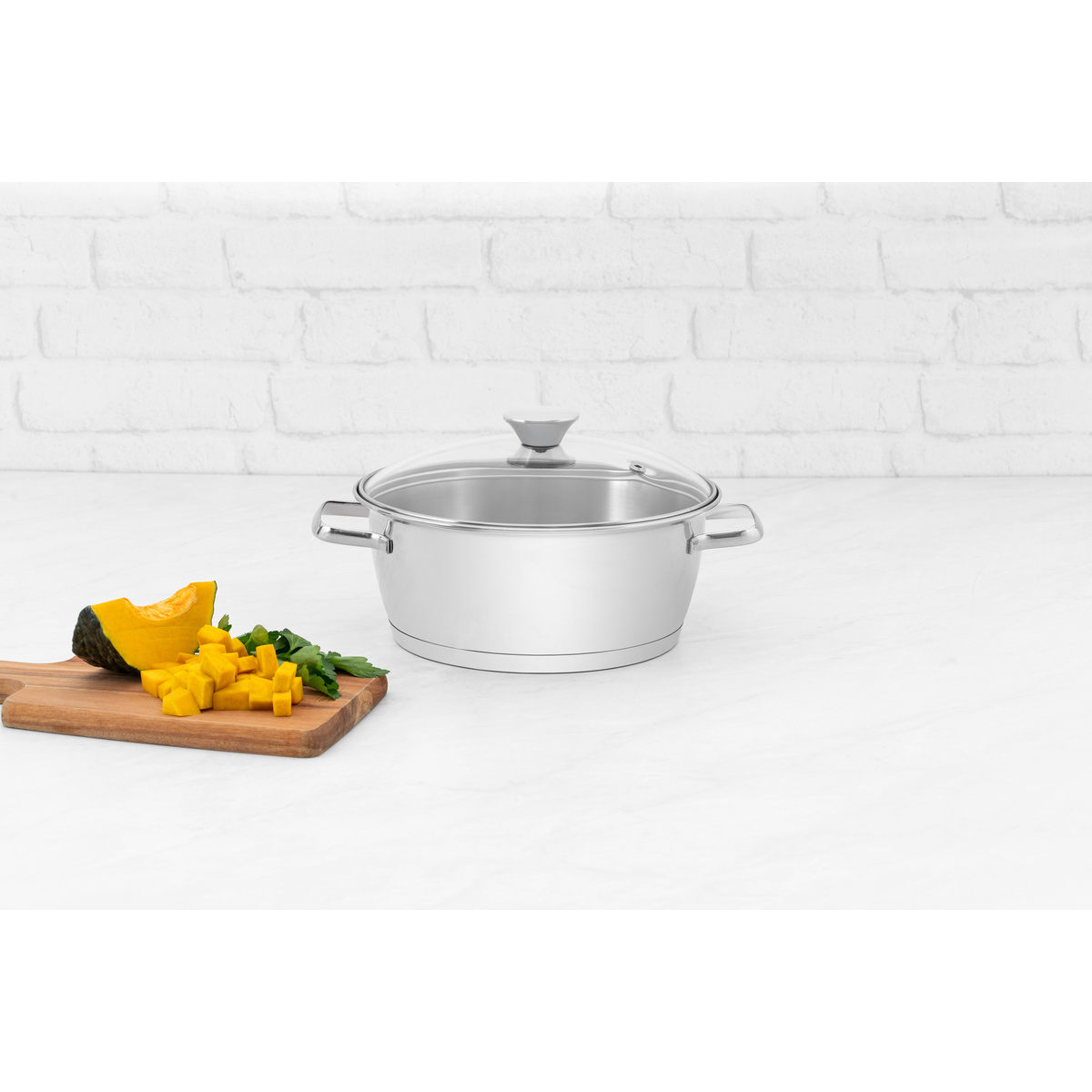 Caçarola Rasa Tramontina Allegra em Aço Inox com Fundo Triplo e Tampa de Vidro 22 cm 3,3 L Cor Inox - SKU 62653224 - 8 image number 7
