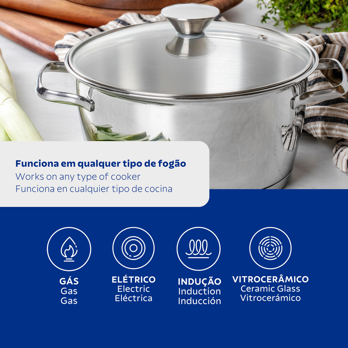Ca&ccedil;arola Funda Tramontina Allegra em A&ccedil;o Inox com Fundo Triplo e Tampa de Vidro 18 cm 2,2 L Cor Inox - SKU 62654184 - 2 image number 1