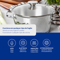 Ca&ccedil;arola Funda Tramontina Allegra em A&ccedil;o Inox com Fundo Triplo e Tampa de Vidro 18 cm 2,2 L Cor Inox - SKU 62654184 - 3 image number 2