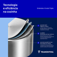Ca&ccedil;arola Tramontina Solar Baquelite Rasa em A&ccedil;o Inox Fundo Triplo com Tampa Al&ccedil;as de Baquelite 20 cm 2,9 L Cor Inox - SKU 62723200 - 3 image number 2