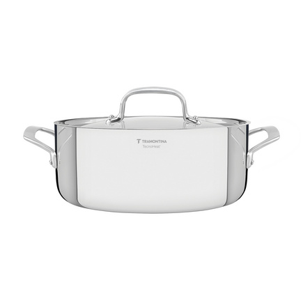 Ca&ccedil;arola Tramontina Chrono Rasa em A&ccedil;o Inox Corpo Triplo com Tampa e Al&ccedil;as 24 cm 4,7 L Cor Inox - SKU 62963240