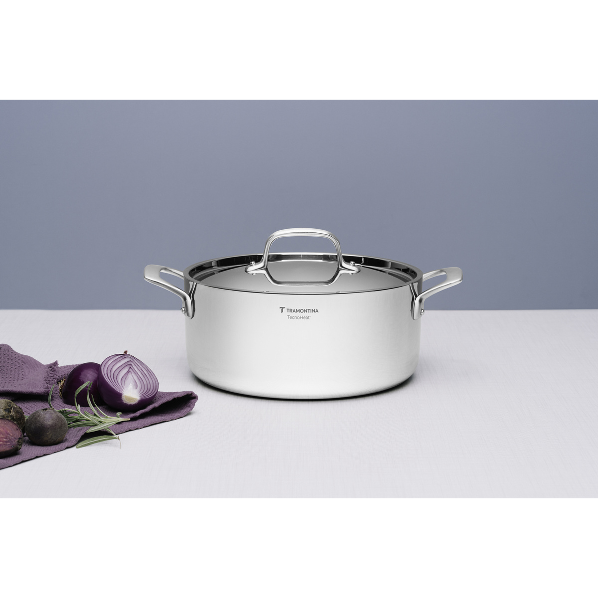 Ca&ccedil;arola Tramontina Chrono Rasa em A&ccedil;o Inox Corpo Triplo com Tampa e Al&ccedil;as 24 cm 4,7 L Cor Inox - SKU 62963240 - 3 image number 2