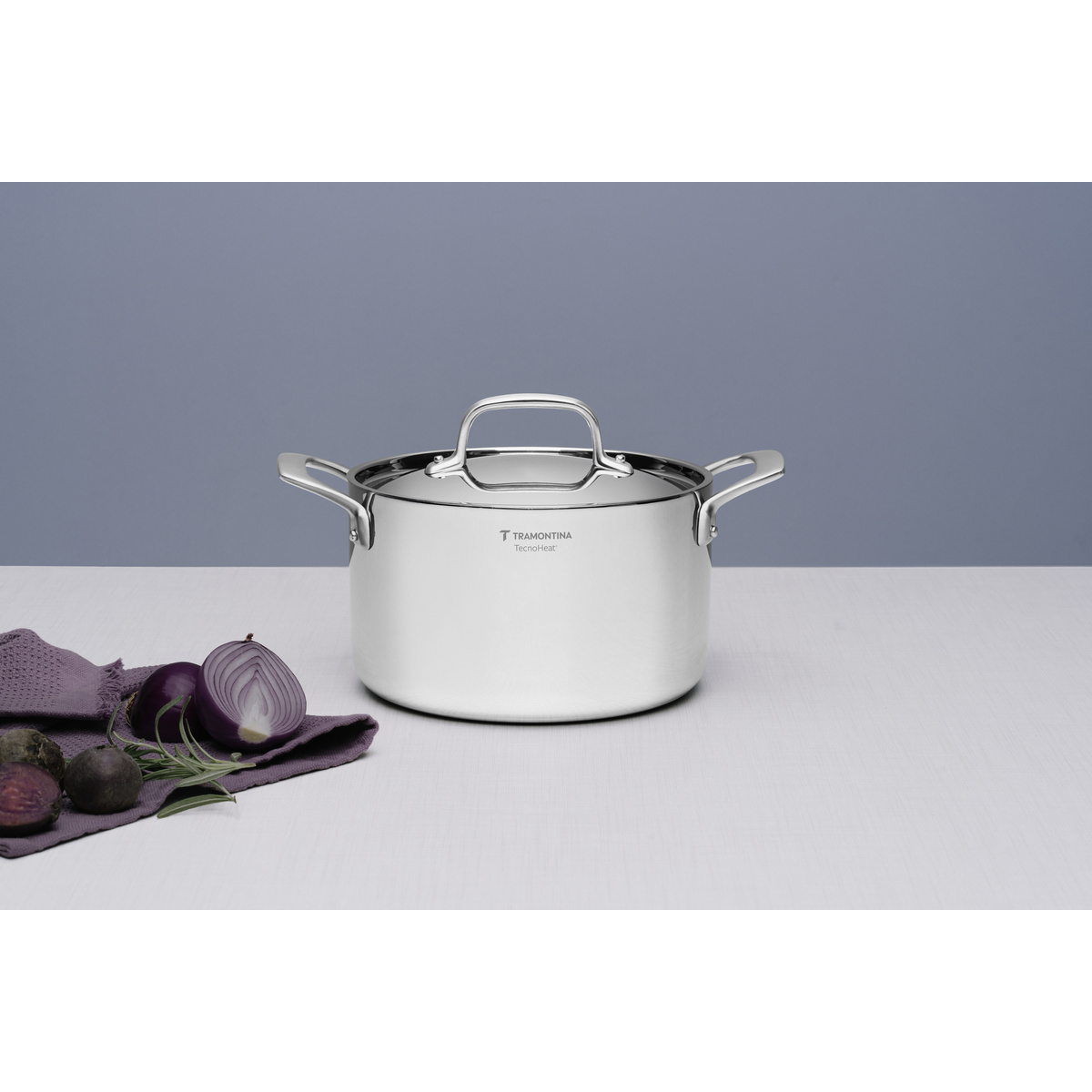 Ca&ccedil;arola Tramontina Chrono Funda em A&ccedil;o Inox Corpo Triplo com Tampa e Al&ccedil;as 20 cm 3,8 L Cor Inox - SKU 62964200 - 3 image number 2