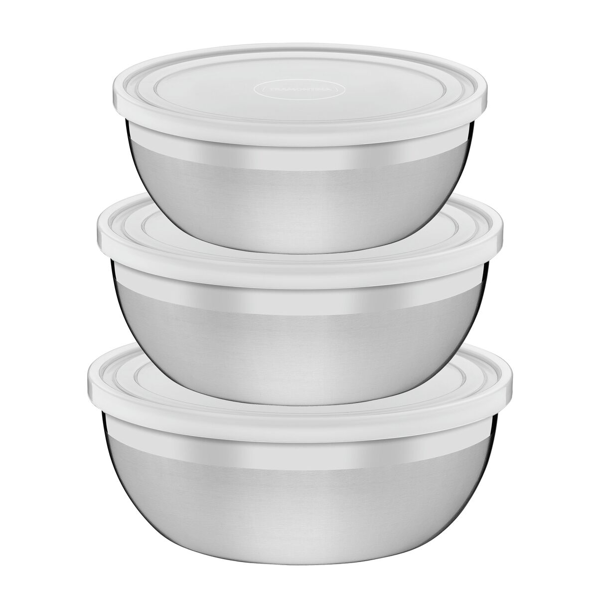 Tramontina Freezinox stainless steel container set with plastic lids, 3 pieces