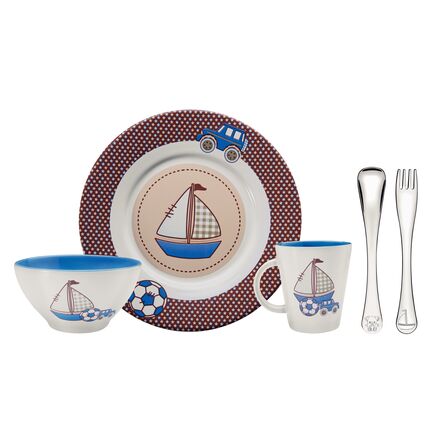 Kit para Refeição Tramontina Le Petit em Cerâmica e Aço Inox Azul 5 Peças