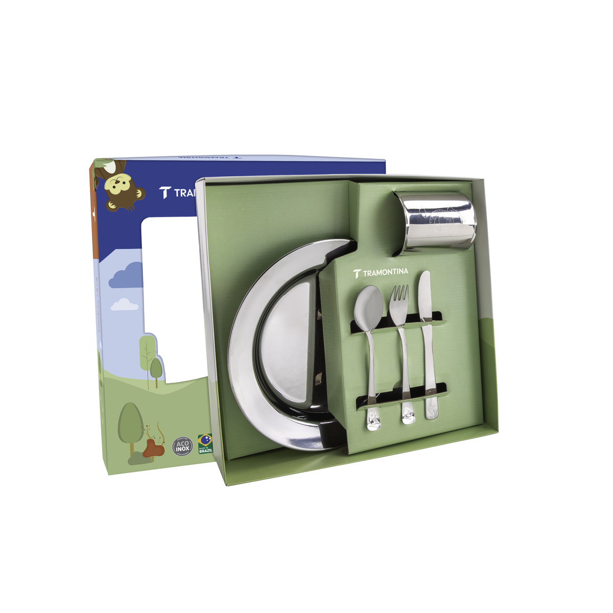 Kit Infantil Tramontina  para Refei&ccedil;&atilde;o em A&ccedil;o Inox 5 Pe&ccedil;as Cor Inox - SKU 64250755 - 2 image number 1