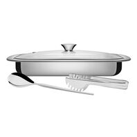 Tramontina Cosmos stainless steel roasting and serving set with glass lid, 3 pc set