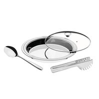 Tramontina Ciclo round stainless steel serving set with glass lid, 3 pc set