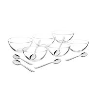 Tramontina Lapidar crystal dessert set with stainless steel flatware, 12 pc set
