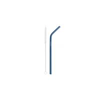 Tramontina blue stainless steel children?s drinking straw set with cleaning brush, 2 pc set